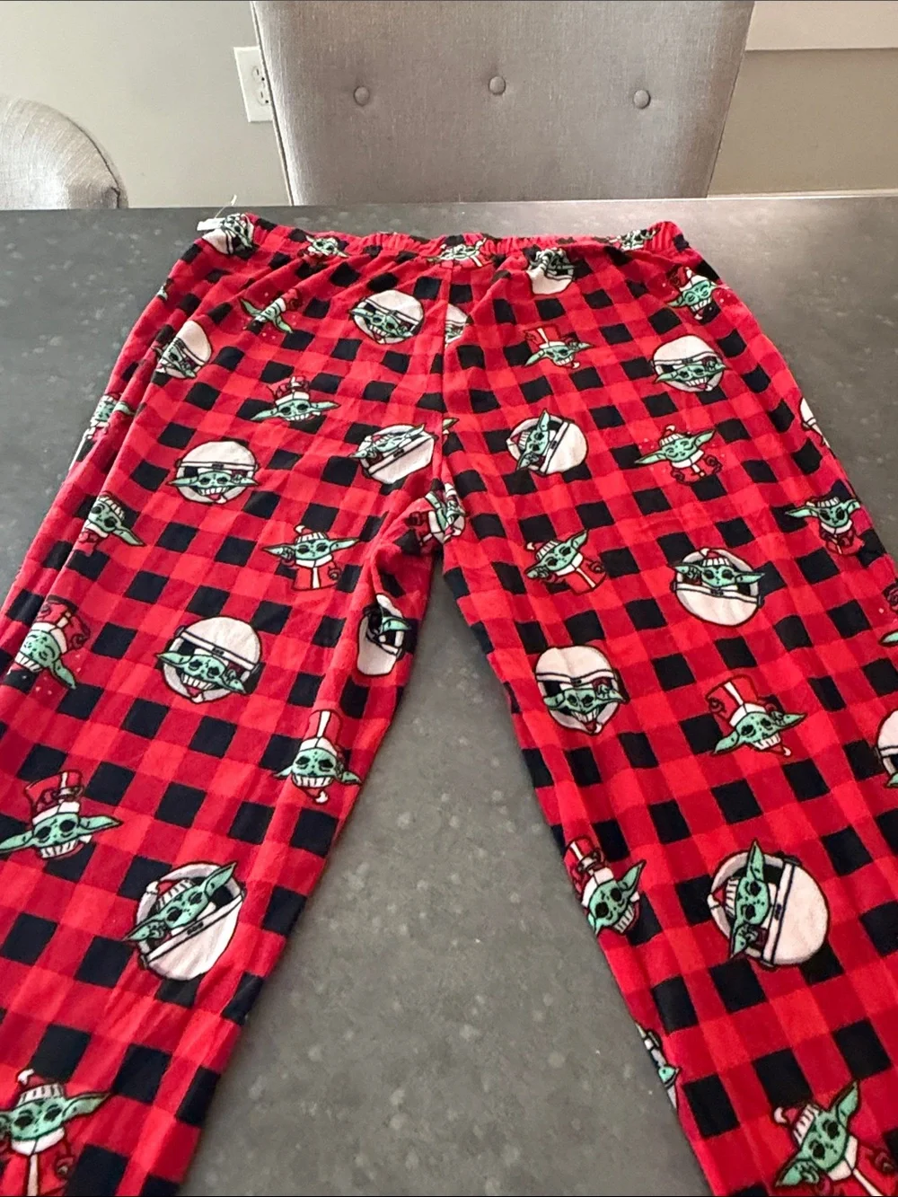 Kids Red Buffalo Plaid Groku from Star Wars The Mandelorian  Pajama Pants